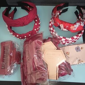 Red Knotted Pearl Accent Headband - Bundle -Women Accessories